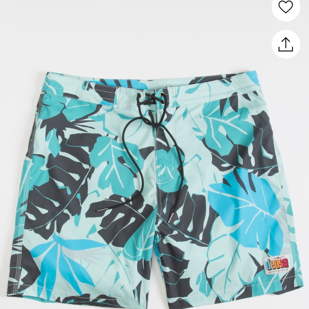 Tilly's Teal and Black Tropical Board Shorts